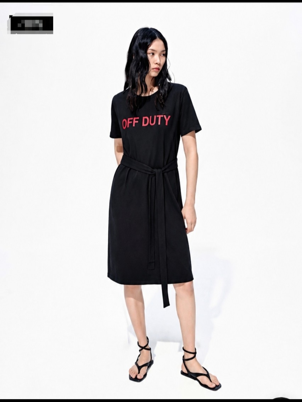 MO&CO. OFF DUTY BLACK COTTON T-SHIRT DRESS WITH WRAP BACK – SIZE M